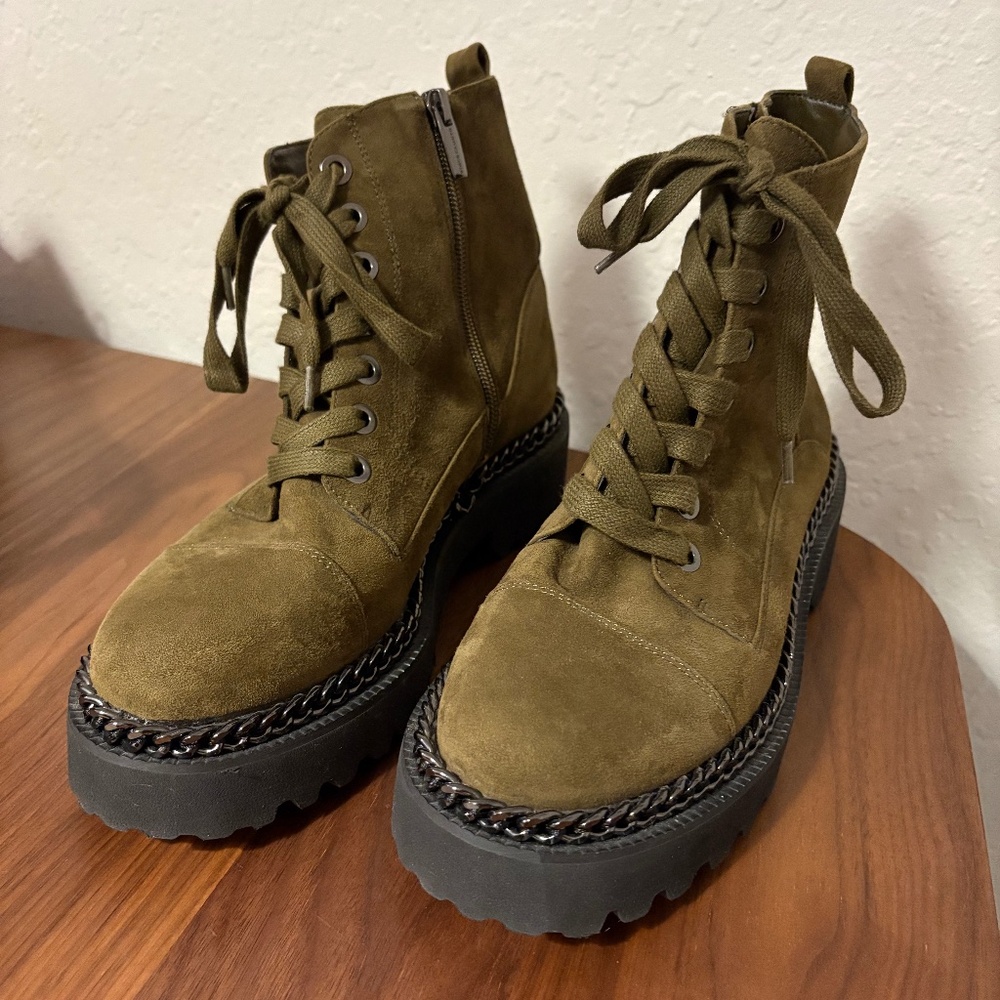 Vince Camuto green suede combat boots - size 7.5